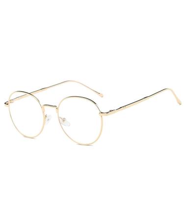 Metal Frame Retro Glass Frame Flat Mirror Decorative Glasses Classic Round Frame Glasses Clear Lens Glasses Color 1