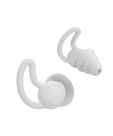 1 Pair Silicone Earplugs Noise Reduction Earplugs Washable Hearing Protection(White)
