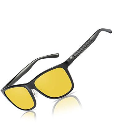 BIRCEN Night Vision Glasses for Driving: HD Anti Glare Metal Frame Night Driving Glasses for Men A-black Frame Nightlens