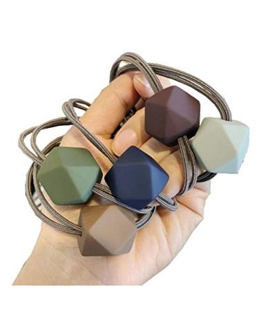 Goodchanceuk Elastic Ponytail Holder with Rhombus Decoration - 5 Double Cube Hair Bands for Women Girls Baby
