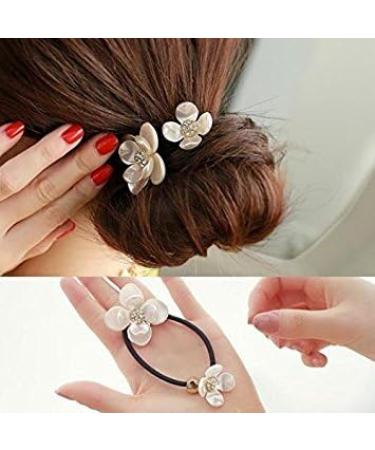 Meilliwish Crystal Flowers Ponytail Holder Hair Tie (B79) - Buy Online on GoSupps.com
