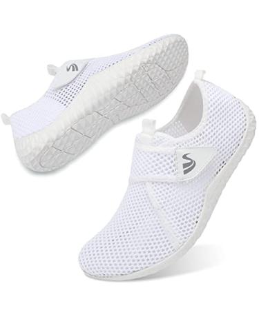 Spesoul Womens Mens Water Sports Shoes Outdoor Quick Dry Barefoot Athletic Aqua Shoe for Beach Swim Pool Surf Diving Yoga 8 Women/6.5 Men Mesh White