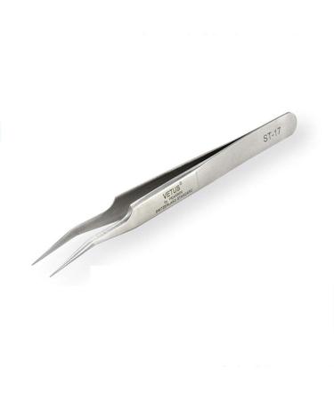 Vetus Tweezer Professional Tweezers Tool Non-magnetic Stainless Steel Curved Slant Tip Eyelash Eyebrow Tool (ST-17)