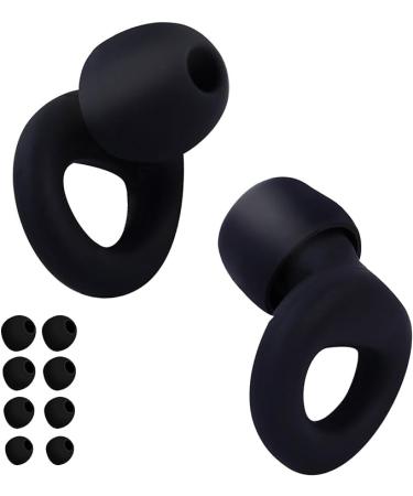 Fleximind Fashionable Earplugs Set | Multiple Sizes for Custom Fit | Stylish Noise Cancelling Ear Protection | Keychain Holder for On-The-Go Comfort (Black)