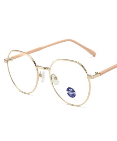 Zhenqi ladies oval frame fashion glasses ultra -echo anti -glare eye load glasses for gaming read students blue film light gold colors