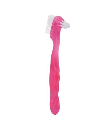 Denture Brush Doublesided Safe Ergonomic Denture Brush for Home Travel (Pink)