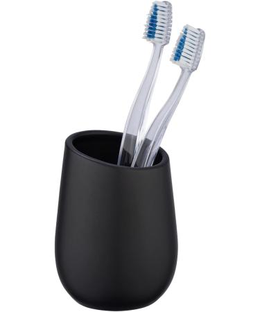 WENKO Toothbrush Cup Badi Black | Stylish 11x8x8 cm Bathroom Accessory | International Shipping - Buy Online on GoSupps.com