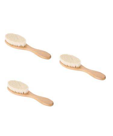 Beaupretty 3st Bartbrush smoothing beard smaring bare brush made of wool mustached beard beard round beard brush brush for beard balm beard gladding baby wool brush wooden face