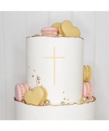 Cake topper (cross) Charm acrylic/wood baptism communion confirmation confirmation cake plug cake cake plug decoration caketopper (2 pieces cream/ivory) cream/ivory 2 pieces