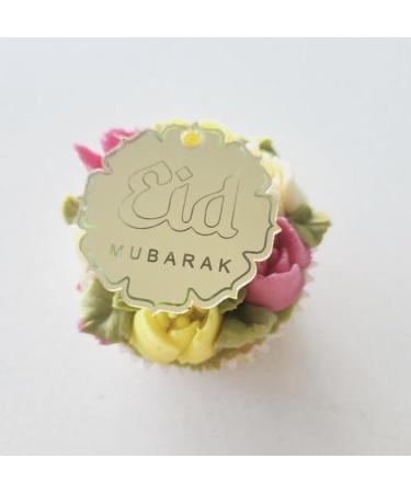 6 Eid Mubarak Cupcake Disc Toppers Gold Silver Eid Cuocake Discs Eid Cake Toppers Eid Gift Tags Eid Gift Charms Eid Cake Decorations. (Gold)