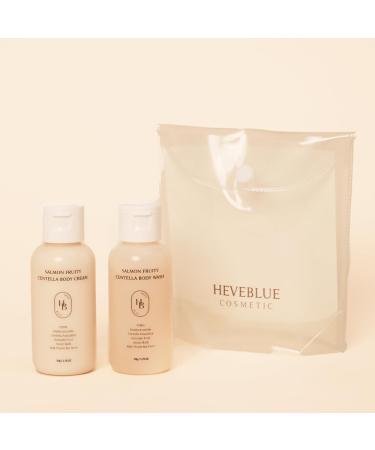 HEVEBLUE Salmon Fruity Centella Body Travel Kit - Body Cream & Body Wash Set Sensitive Skin Korean Bodycare Hypoallergenic Allergen-free Salmon PDRN Travel Size Bodycare Set - Buy Online on GoSupps.com