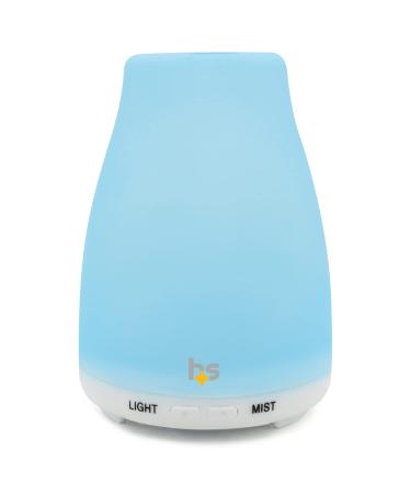HealthSmart Essential Oil Diffuser, Cool Mist Humidifier and Aromatherapy Diffuser with 150ML Tank Ideal for Small Rooms, Adjustable Timer and Mist Mode, White Small White