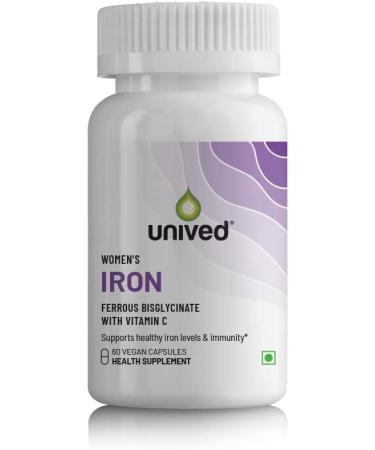 Women's Iron | Iron Supplement for Women with Ferrous bisglycinate & Vitamin C for Optimal Absorption | Essential for Vegan & Veg Diets | Zinc Free | 60 Vegan Capsules