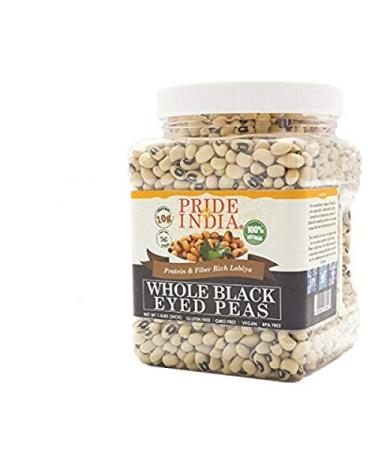 Pride Of India - Indian Whole Black Eyed Peas - Protein & Fiber Rich Lobiya, 1.5 Pound Jar Whole Black Eyed Peas (Lobiya Whole) 1.5 Pound (Pack of 1)