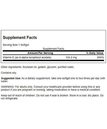 Swanson Natural Vitamin E Softgels - Heart Health & Tissue Protection - 100 Softgels 200IU - Buy Online on GoSupps.com
