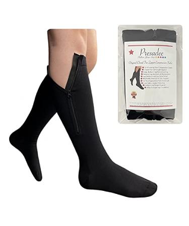 Presadee Original Closed Toe 20-30 mmHg Zipper Compression Calf Leg Socks Large/X-Large (1 Pair) Black