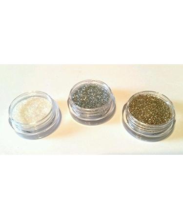 New Nail Art Set 3x Glitter Powder White/Silver/Gold Glitter Dust Powder Glitter Powder Nail Design Nail Art Inlay Accessories
