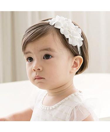 Fashband Baby Girls Nylon Hairbands Elastic Flower Hair Bands Soft Turban Headband for Kids Infants Toddlers