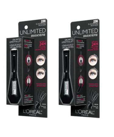 L'Oreal Paris Unlimited Lash Lifting & Lengthening Mascara Black Brown 236 - Pack of 2 - Buy Online on GoSupps.com