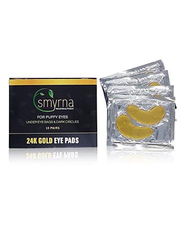 Smyrna Anti-Aging  Anti Wrinkle 24k Gold Collagen Eye Pads Patches  Eye Mask - Repair and Moisturize Puffy Eyes  Dark Circles (20 Pairs)