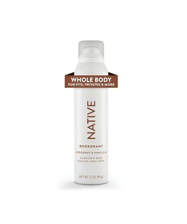 Native Whole Body Deodorant Spray Coconut & Vanilla Aluminum Free for Women and Men3.5 oz - Pack of 1