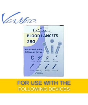 Viamed 28 Gauge Diabetic Lancets - 300 Count | Sterile Single Use Blood Sugar Lancets for Diabetes Testing | Fits Most Lancing Devices - Buy Online on GoSupps.com