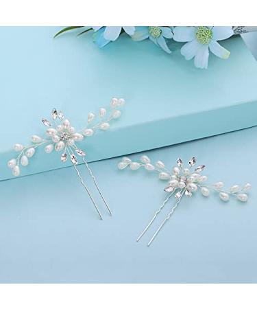 Elegant Bride Wedding Hair Comb Set | Crystal Pearl Hair Clips & Silver Vine Headdress for Girls - Buy Online on GoSupps.com