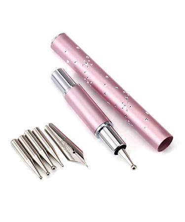 Nail Art Fine Lace Drawing Pen with Metallic 5 Pen Tips Stainless Steel Dotting Manicure Tools