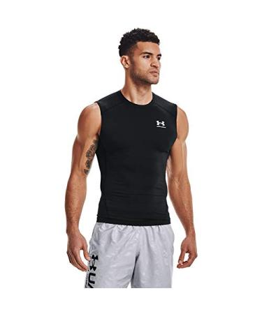 Under Armour Men's HeatGear Compression Sleeveless T-Shirt Black (001)/White Large