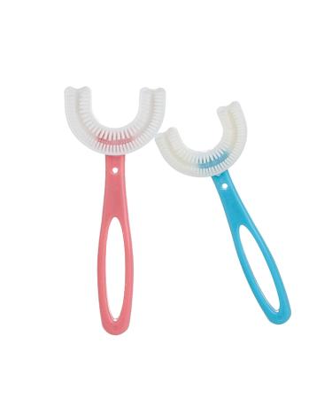 SATIS Silicone U-shaped Manual Toothbrushes for Kids 6-12 Years 2PCS Lovely Children Training Toothbrushes.