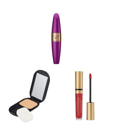 Max False Lash Effect Clump Defy Mascara 003 + Facefinity Compact Make-up Natural 003 + Color Elixir Soft Matte 030 Crushed Ruby 4 ml Mascara + Facefinity Natural Make-up + Soft Matte 030 Crushed Ruby