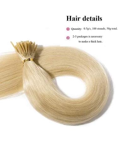 22" SEGO Pre Bonded Human Hair Extensions I Stick Tip 0.5g*100 Strands #60 Platinum Blonde 100% Real Remy Keratin Hair Extensions Straight (50g) - Buy Online on GoSupps.com