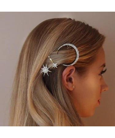 Bartosi Vintage Rhinestone Moon Snowflake Star Hairpins - Set of 3 | Crystal Decorative Bobby Pins for Women & Girls - Buy Online on GoSupps.com