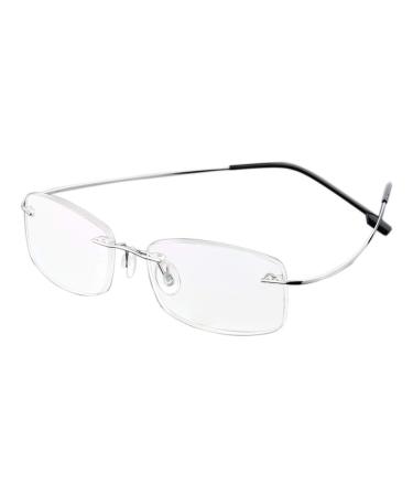 Rimless reading glasses super light titanium reading aid for women and men silver +2.50