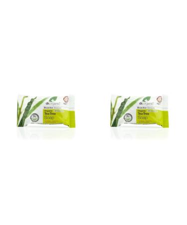 Dr Organic Tea Tree Soap Bar Natural Vegetarian Cruelty Free Paraben & SLS Free Recyclable Packaging 100g (Pack of 2)