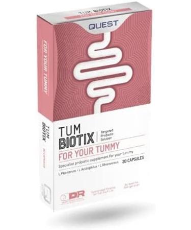 Quest Tum Biotix Probiotic Supplement - 2 Billion CFU for Gut Health - Vegan Multi Strain Digestive Support - 30 Capsules - Buy Online on GoSupps.com