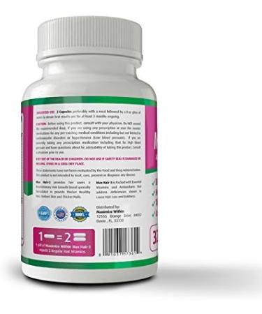 Maximize Within Max Hair-3: Advanced Hair Growth Formula with Biotin, Keratin & Bamboo for Stronger, Healthier Hair - Promotes Beautiful Hair, Glowing Skin & Strong Nails - Buy Online on GoSupps.com