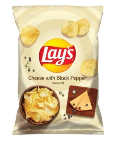 Lay's Cheese with Black Pepper Flavoured Crisps 130g (Pack of 3) By Mazovia Brands