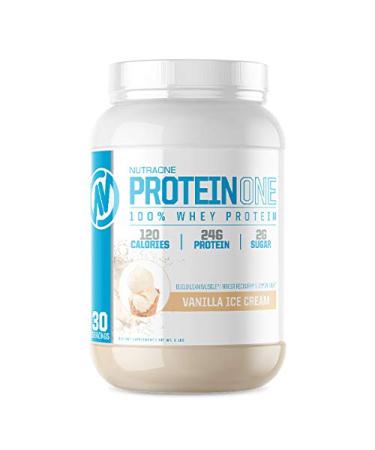 ProteinOne Whey Protein by NutraOne — Promote Recovery and Build Muscle with a Protein Shake Powder for Men & Women(Vanilla Ice Cream, 2 LB) Vanilla Ice Cream 2 Pound (Pack of 1)