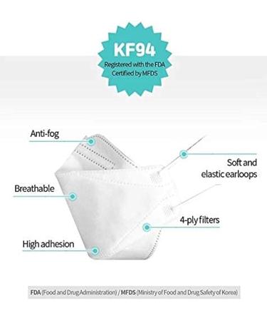 Pack of 10 KF94 Certified Premium 4-Layer Face Masks - Made in Korea Disposable Safety Dust Covers for Adults - Individual Packaged - White - Buy Online on GoSupps.com