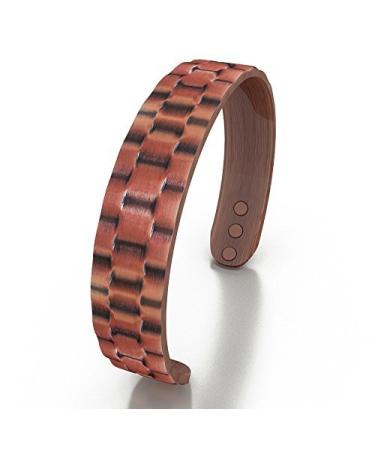 MEN'S PURE COPPER MAGNETIC BRACELET - MEDIUM SIZE - 6 HIGH STRENGTH MAGNETS. CUFF BANGLE. ARTHRITIS AID. PAIN RELIEF GARDENING SPORTS ETC. TENDONITIS CARPAL TUNNEL RHEUMATISM ATTRACTIVE MASCULINE STYLE. ADJUSTABLE **60 DAY SATISFACTION GUARANTEE**