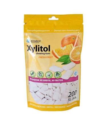 MIRADENT Xylitol Chewing Gum fresh fruit Refill 200 pcs