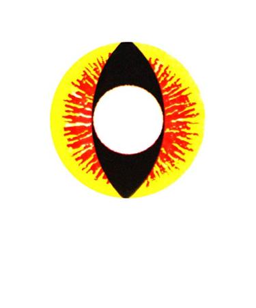 Matlens - per trend crazy fun motif colored contact lenses SF -H1 dragon eyes yellow red 2 lentils 1 contact lens container 1 care product 50ml FBA