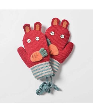 Kids Toddlers Knitted Gloves Mittens | Fleece Lined | Cartoon Design | Xmas Gift | Red - Buy Online on GoSupps.com
