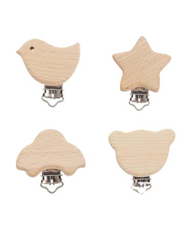 Pacifier clip baby baby pacifier clips pacifier holder baby wooden animals pacifier chain clips natural pacifier clips wood wooden baby pacifier chain clip pacifier holder pacifier clip wood set 4 pieces - Buy Online on GoSupps.com