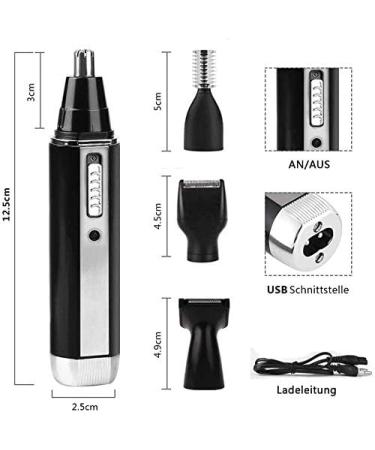 4 in 1 USB Rechargeable Ear & Nose Hair Trimmer | Portable Electric Eyebrow Shaping Kit | Grooming Razor for Men & Women - Buy Online on GoSupps.com