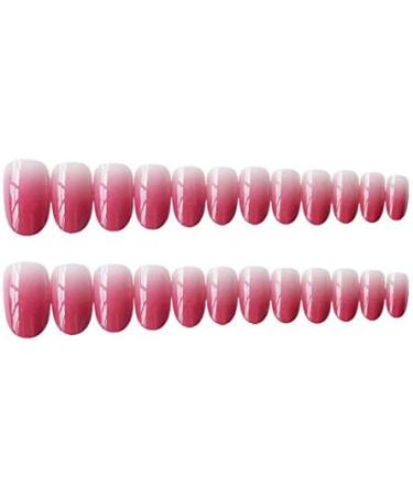 24pcs / set ovale court faux ongles pour femmes d grad couleur faux ongles couverture compl te salon maison manucure ongles art conseils avec de la colle Pink - Buy Online on GoSupps.com