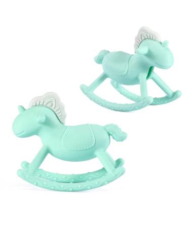 PandaEar Baby Unicorn Training Massaging Toy Teether | Soothes Gums Promotes Healthy Oral Development | Food Grade Soft Safe BPA-Free Silicone Natural Organic | Babies Toddlers Infants (Green)