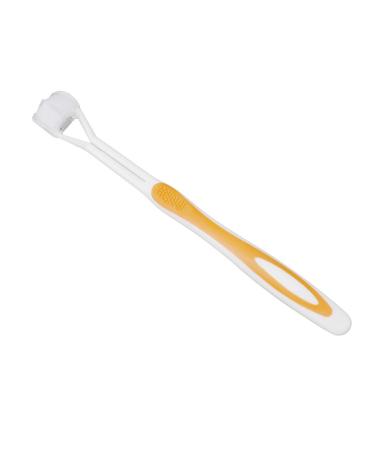 GOMYIE 3 Sided Toothbrushs Adult Child Manual Toothbrushes Soft Bristle Tooth Brush(Yellow)