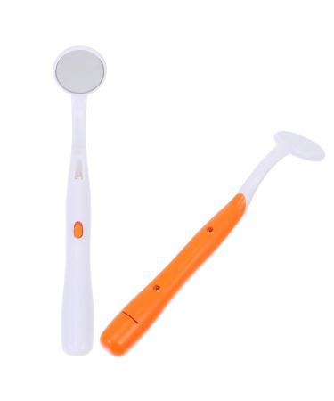ARTIBETTER 2 ST CKE Mundspiegel mit LED-Licht Zahnspiegel Mit Licht Antibeschlag f r perfekte Zahnpflege (Orange Antibeschlag)